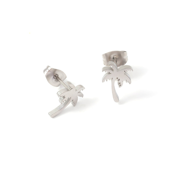 Vanja - Boucles d'oreilles en acier inoxydable en forme de palmier