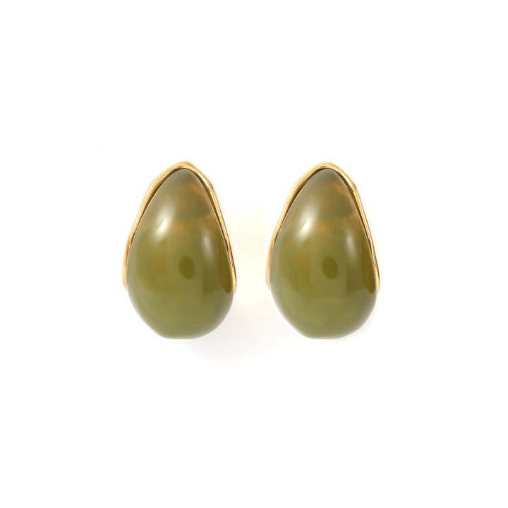 Carin - Boucles d'oreilles en résine verte en acier inoxydable