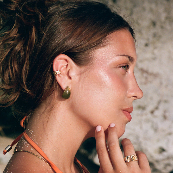 Carin - Boucles d'oreilles en résine verte en acier inoxydable
