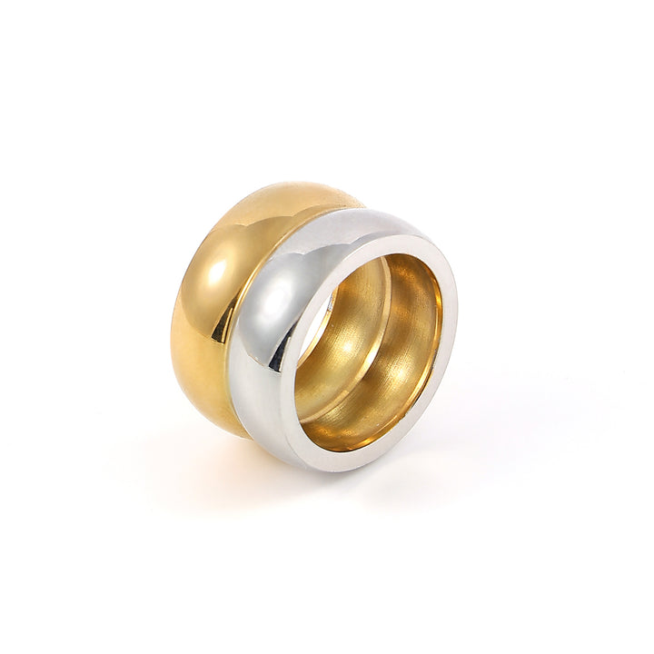 Nellie - Bague Duo Double Dôme en Acier Inoxydable