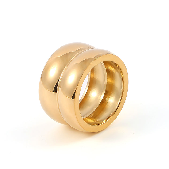 Nellie - Bague Duo Double Dôme en Acier Inoxydable