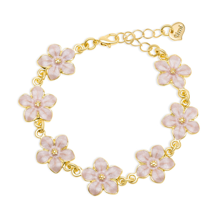 Adeline - Bracelet Chaîne en Émail Rose en Forme de Fleur
