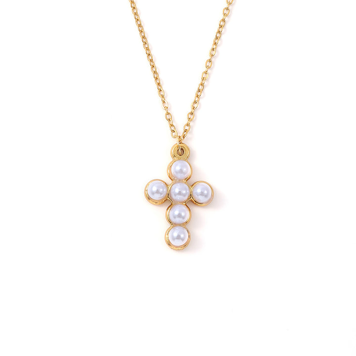 Essie - Collier pendentif croix en perle suspendu Stai