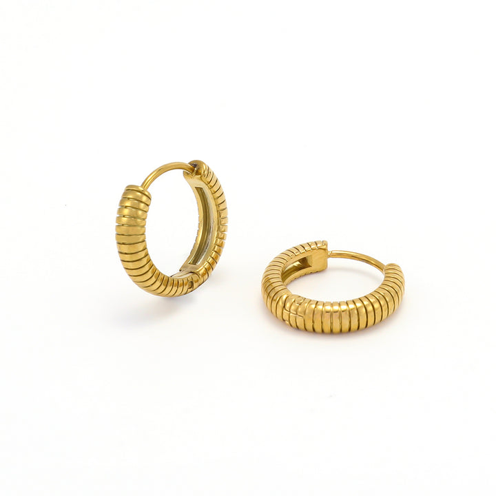 Vivia - Boucles d'oreilles créoles striées en acier inoxydable