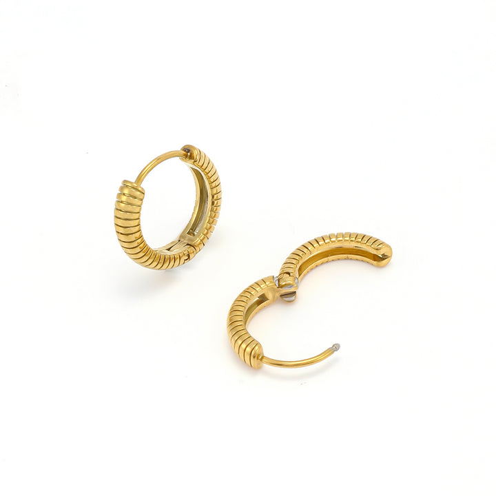 Vivia - Boucles d'oreilles créoles striées en acier inoxydable