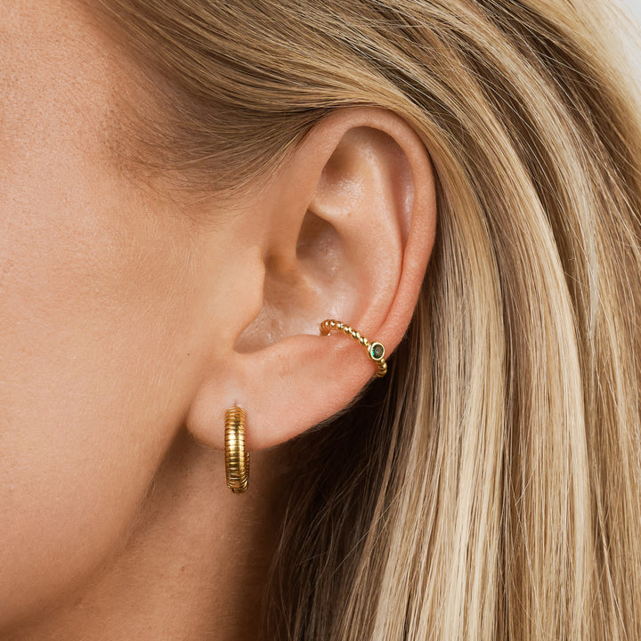 Vivia - Boucles d'oreilles créoles striées en acier inoxydable
