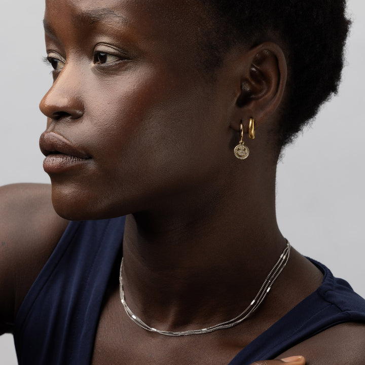 Vivia - Boucles d'oreilles créoles striées en acier inoxydable