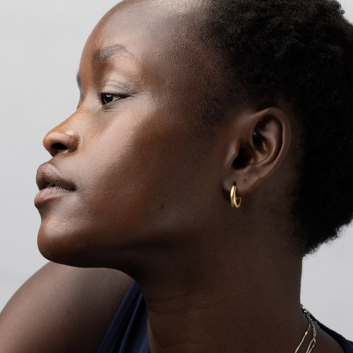 Vivia - Boucles d'oreilles créoles striées en acier inoxydable