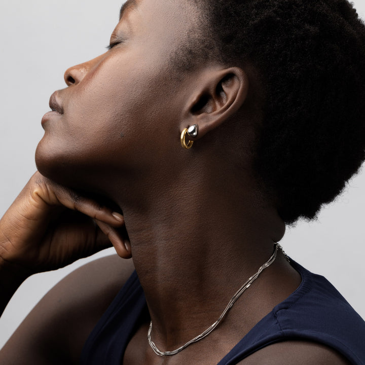 Vivia - Boucles d'oreilles créoles striées en acier inoxydable