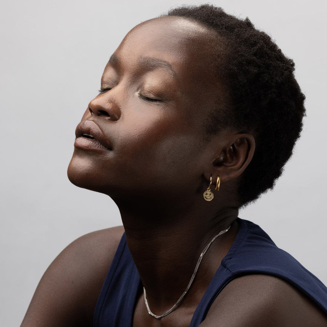 Vivia - Boucles d'oreilles créoles striées en acier inoxydable
