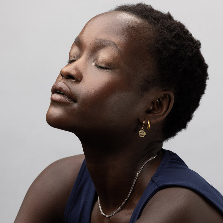Vivia - Boucles d'oreilles créoles striées en acier inoxydable
