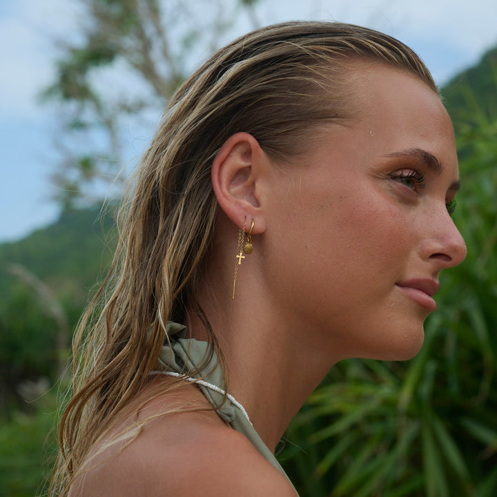 Boucles d'oreilles créoles Ane - Coquillage en acier inoxydable