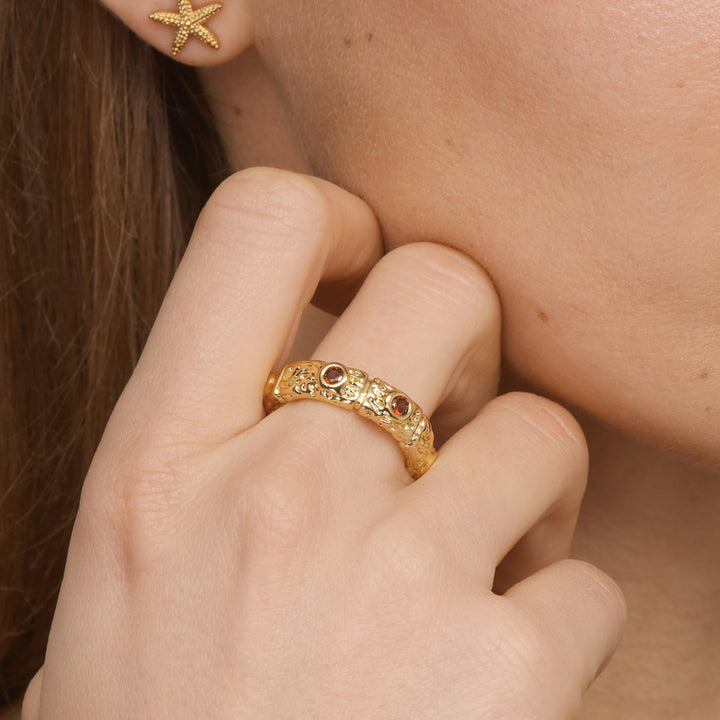Camille - Chunky Red Crystal Ring