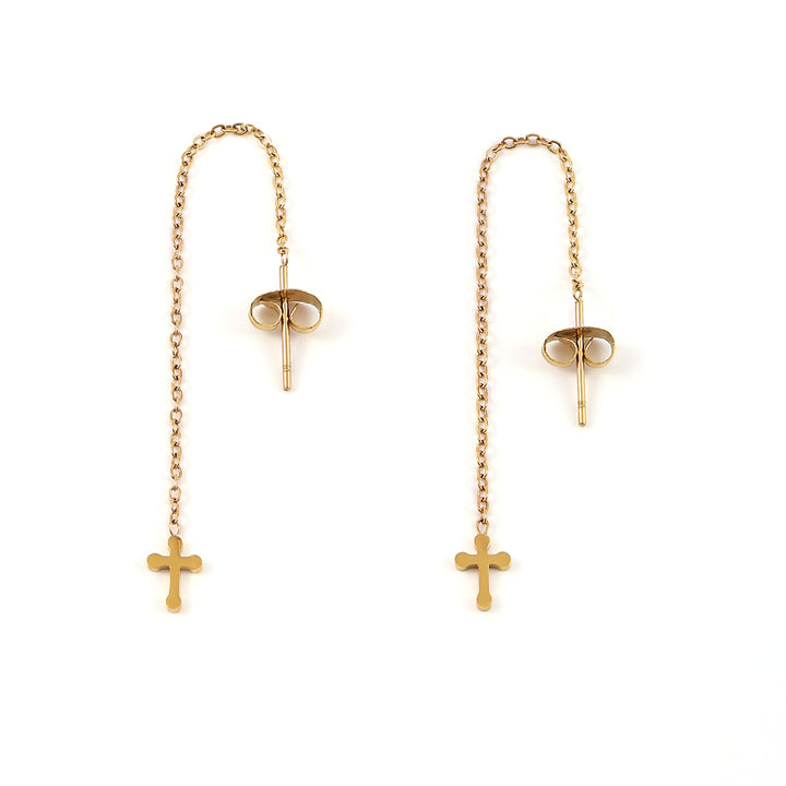 Claudia - Boucles d'oreilles à clous en acier inoxydable multi-chaînes