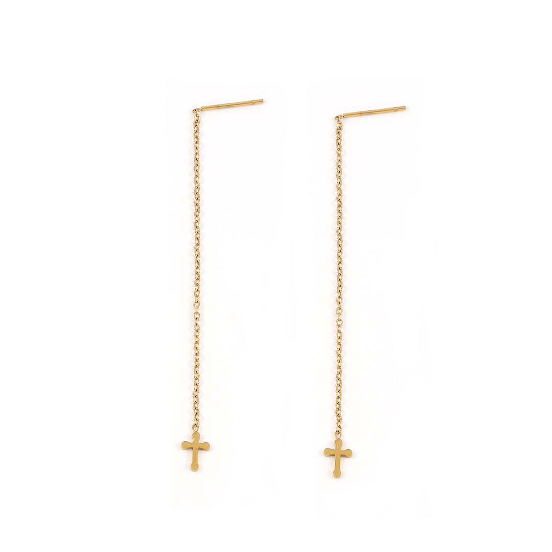 Claudia - Boucles d'oreilles à clous en acier inoxydable multi-chaînes