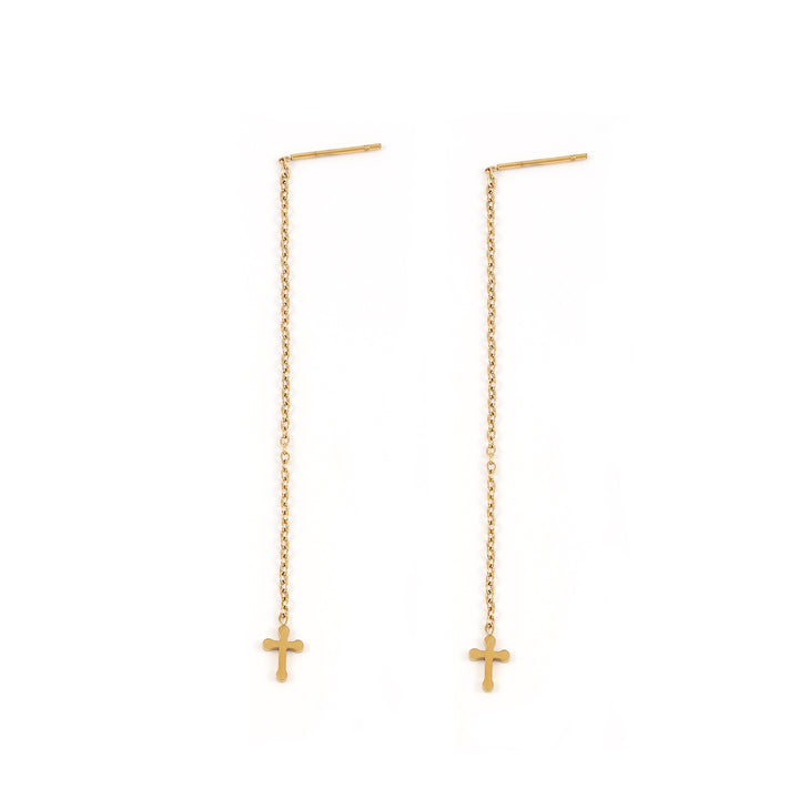 Claudia - Boucles d'oreilles à clous en acier inoxydable multi-chaînes