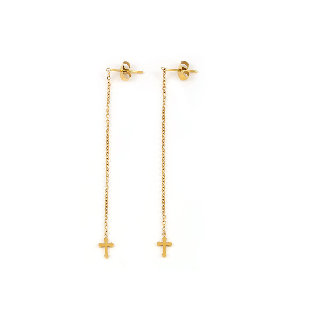 Claudia - Boucles d'oreilles à clous en acier inoxydable multi-chaînes