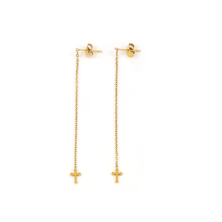 Claudia - Boucles d'oreilles à clous en acier inoxydable multi-chaînes