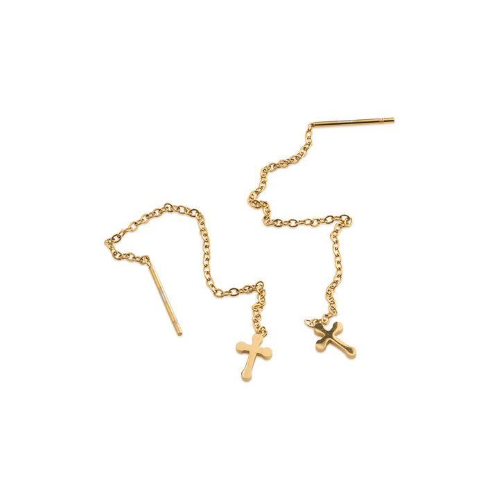 Claudia - Boucles d'oreilles à clous en acier inoxydable multi-chaînes