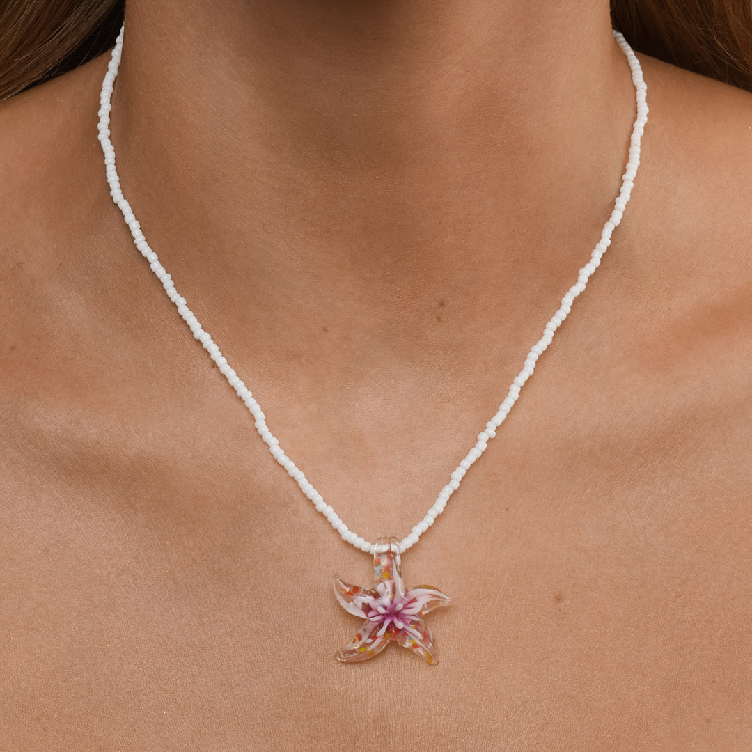 Serafina  - Glass Starfish Necklace Stainless Steel