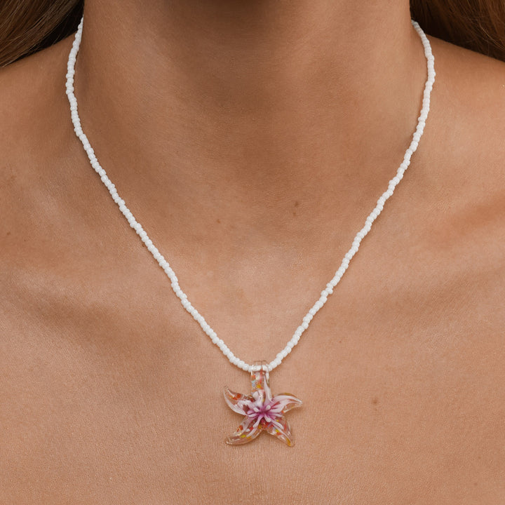 Serafina  - Glass Starfish Necklace Stainless Steel