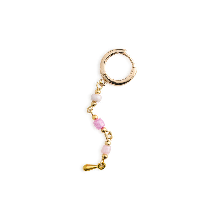 Alia - Boucles d'oreilles créoles pendantes avec perles roses