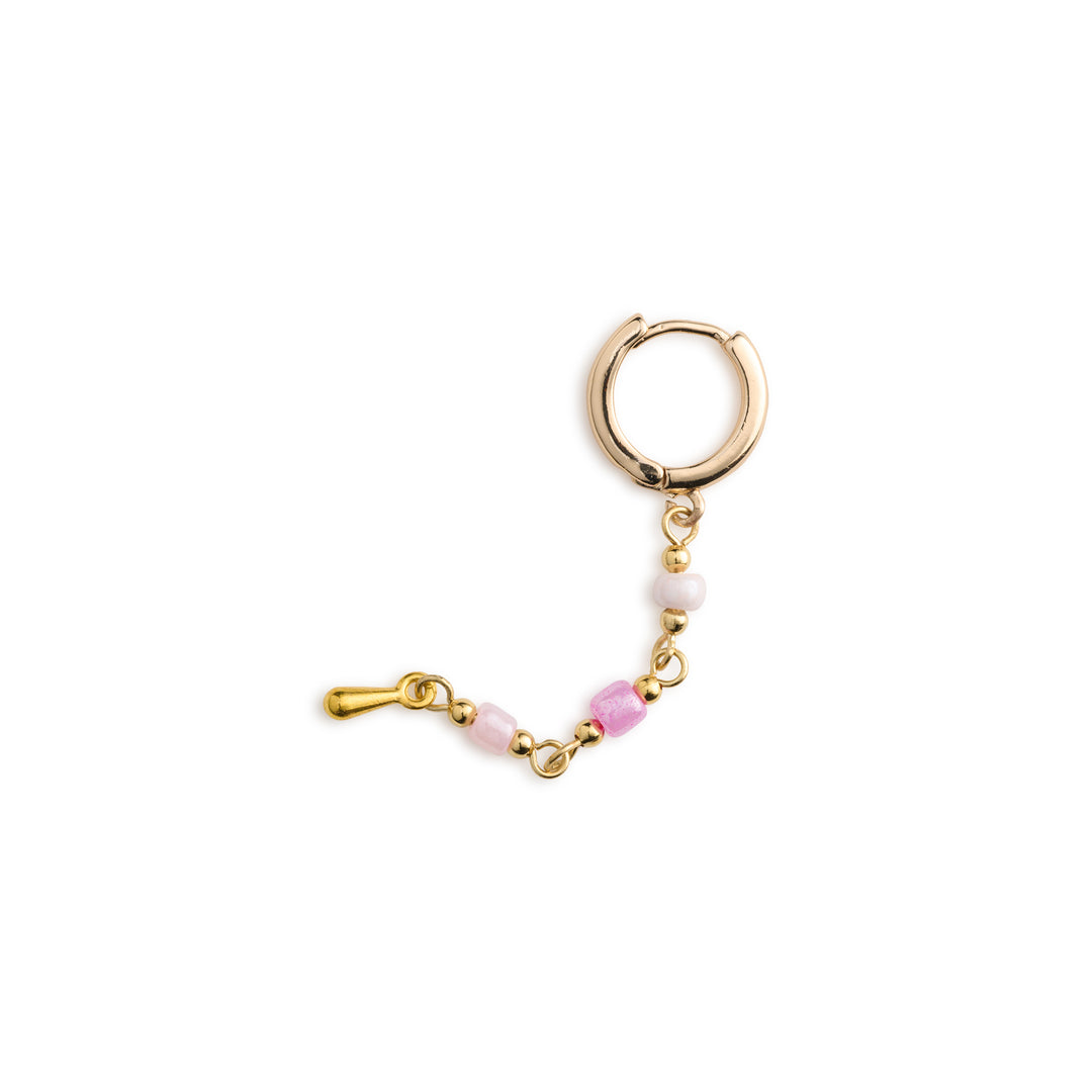 Alia - Boucles d'oreilles créoles pendantes avec perles roses