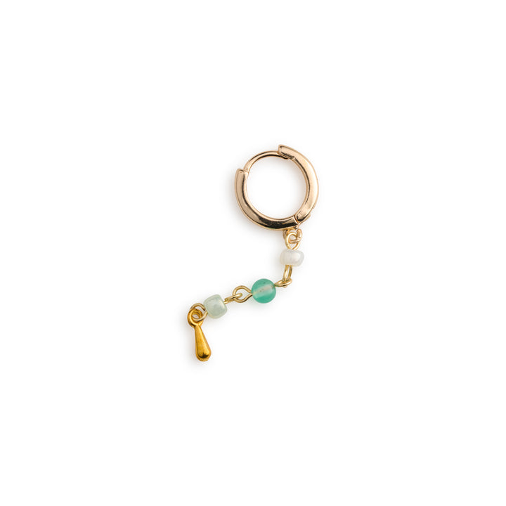 Belle - Boucles d'oreilles créoles à perles menthe pendantes
