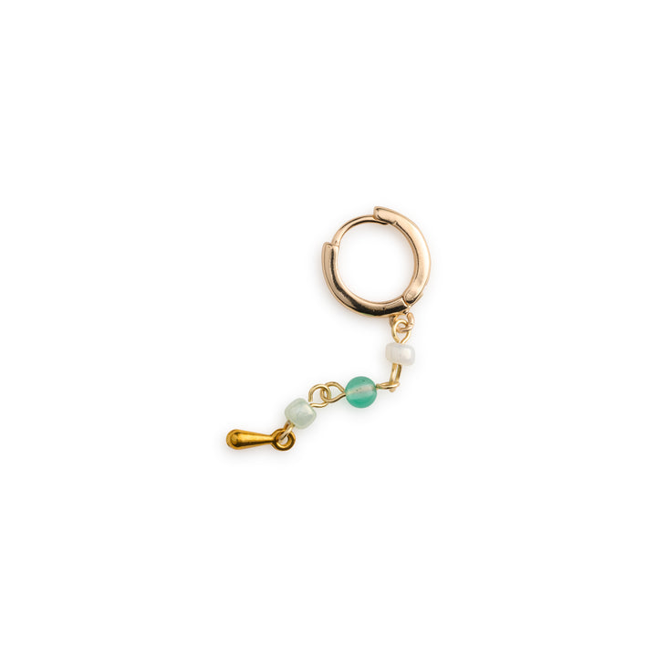 Belle - Boucles d'oreilles créoles à perles menthe pendantes