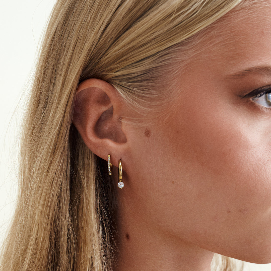 Nilea - Crystal Hoop Earrings Stainless Steel