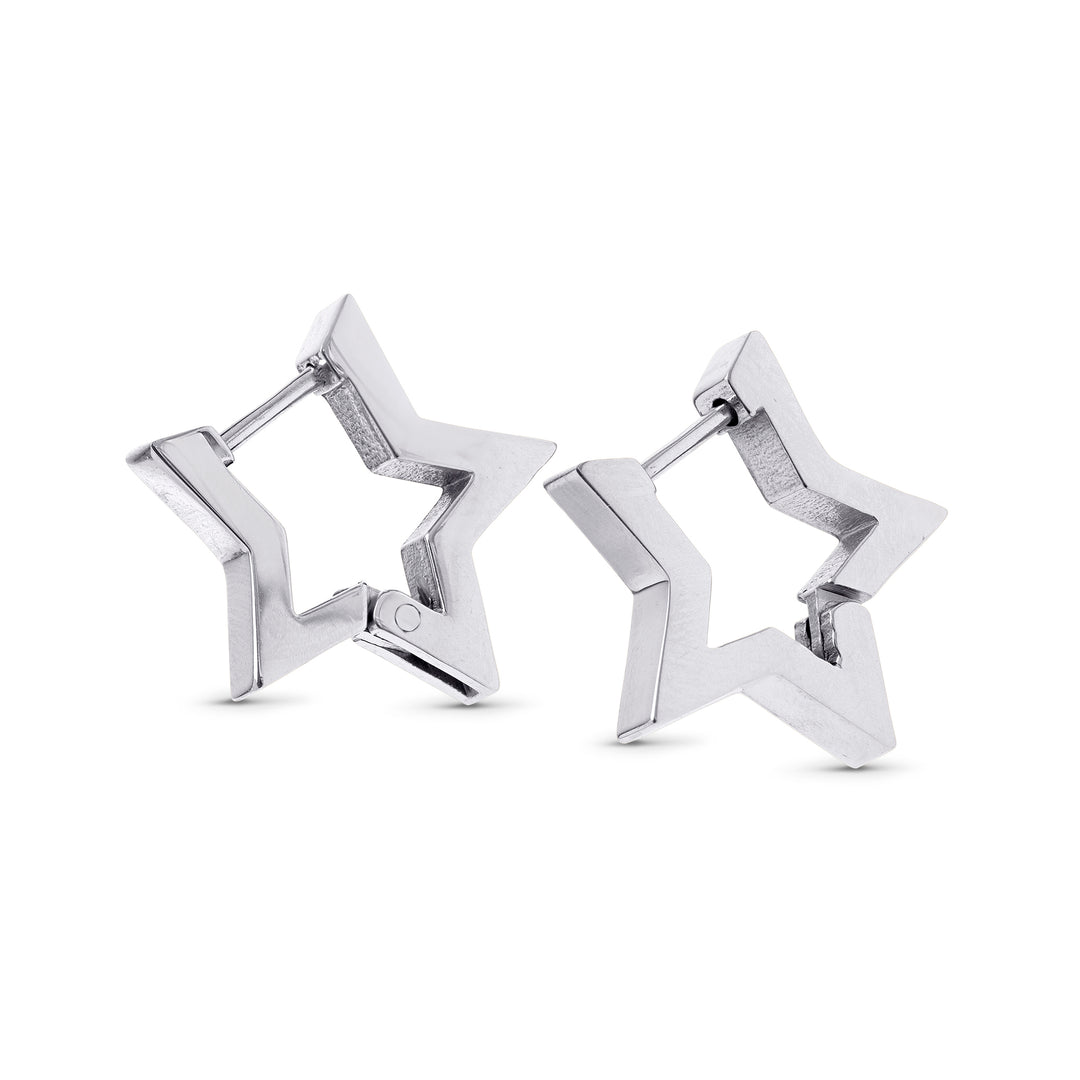 Vilda - Boucles d'oreilles anneau étoile en acier inoxydable