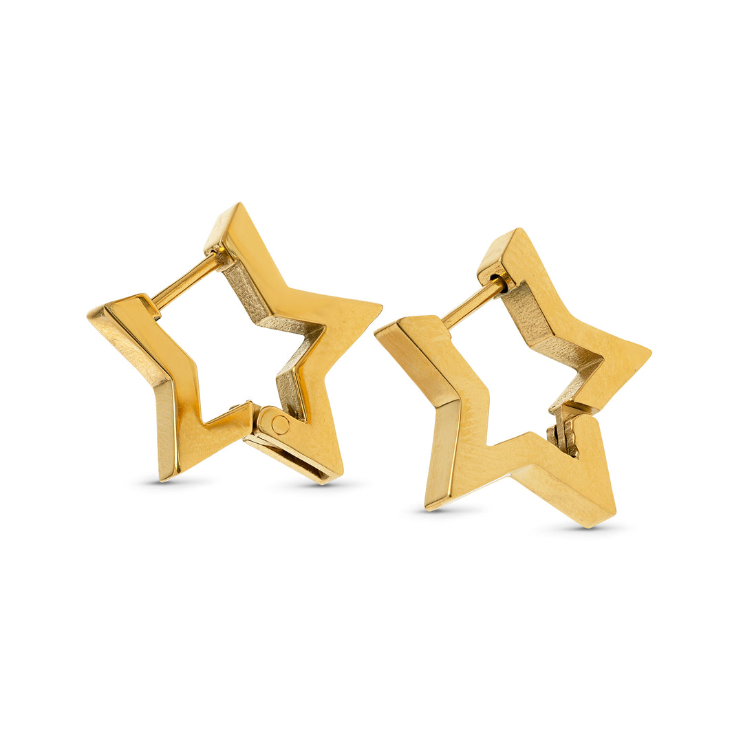 Vilda - Boucles d'oreilles anneau étoile en acier inoxydable