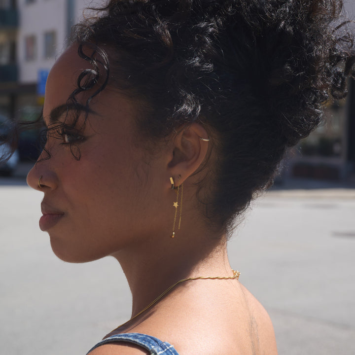 Vilda - Boucles d'oreilles anneau étoile en acier inoxydable