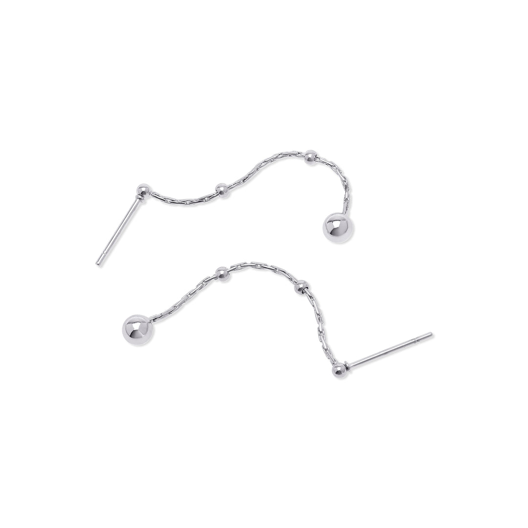 Jina - Boucles d'oreilles chaîne à billes en acier inoxydable