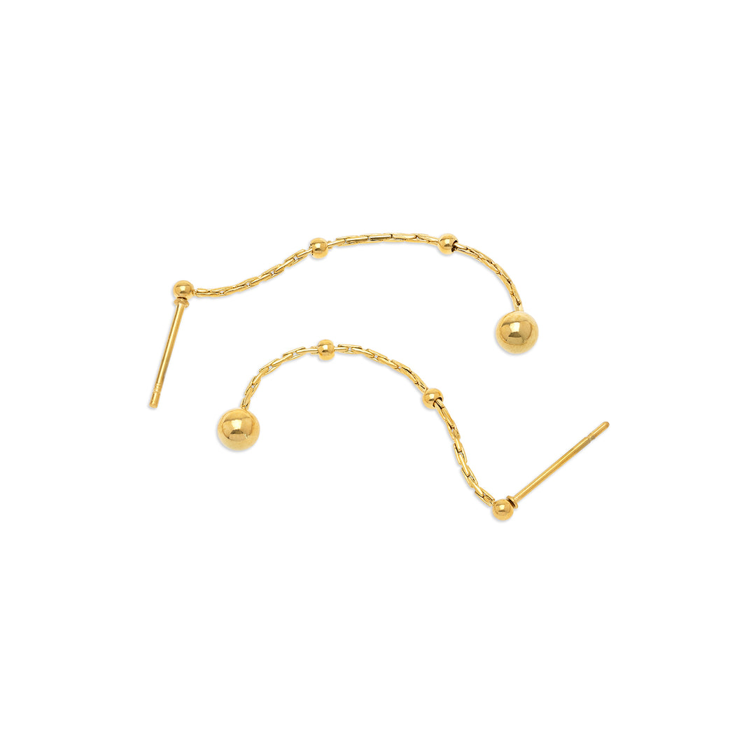 Jina - Boucles d'oreilles chaîne à billes en acier inoxydable