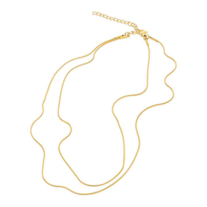 Silvia - Collier à chaîne double serpent en acier inoxydable Ste