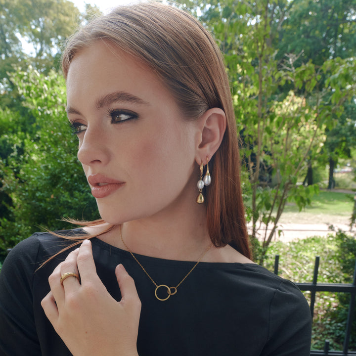 Janni - Boucles d'oreilles en perle en acier inoxydable