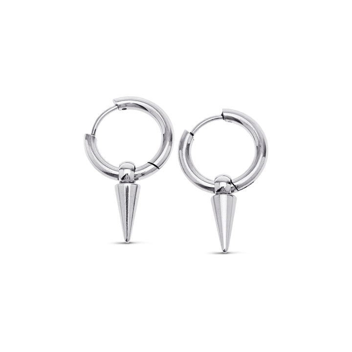 Pim - Boucles d'oreilles à cerceau avec pointes en acier inoxydable