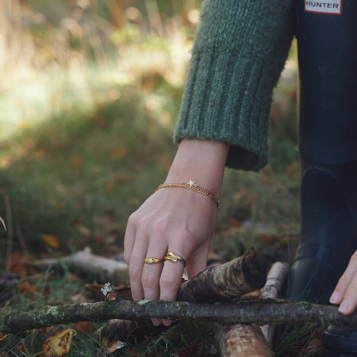 Tomine - Bague Crystal Hug en acier inoxydable