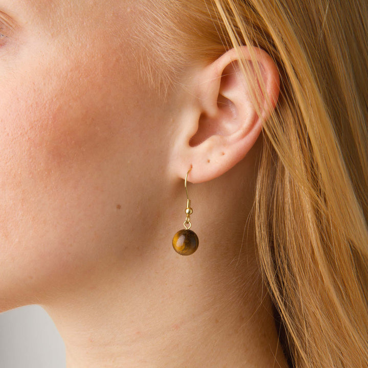 Birgit - Boucles d'oreilles en œil de tigre acier inoxydable