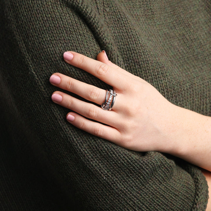 Ethel - Bague Empilée Cristal Acier Inoxydable