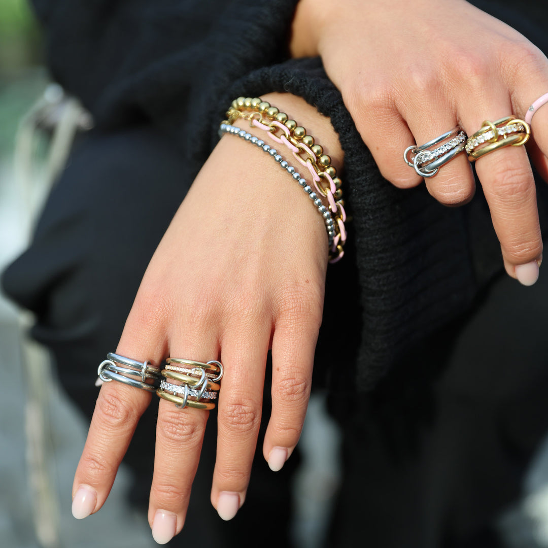 Ethel - Bague Empilée Cristal Acier Inoxydable