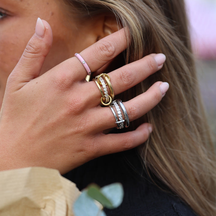 Ethel - Bague Empilée Cristal Acier Inoxydable
