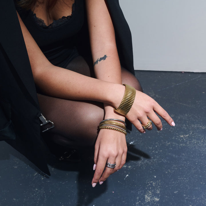 Ethel - Bague Empilée Cristal Acier Inoxydable