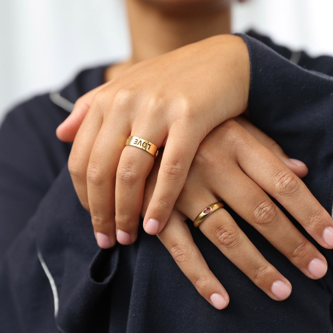 Odette - Bague Cœur en Acier Inoxydable