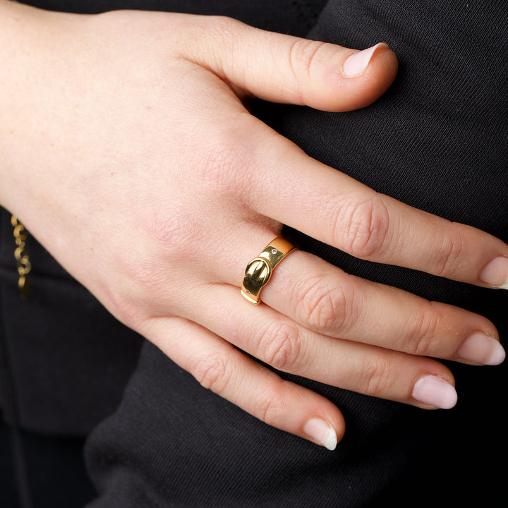 Ayla - Bague en acier inoxydable doré