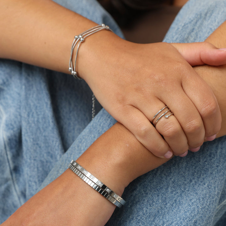 Lykke - Bague Tourbillon de Cristal en Acier Inoxydable