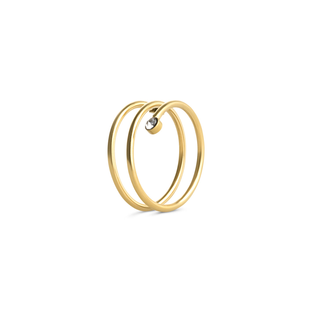 Lykke - Bague Tourbillon de Cristal en Acier Inoxydable