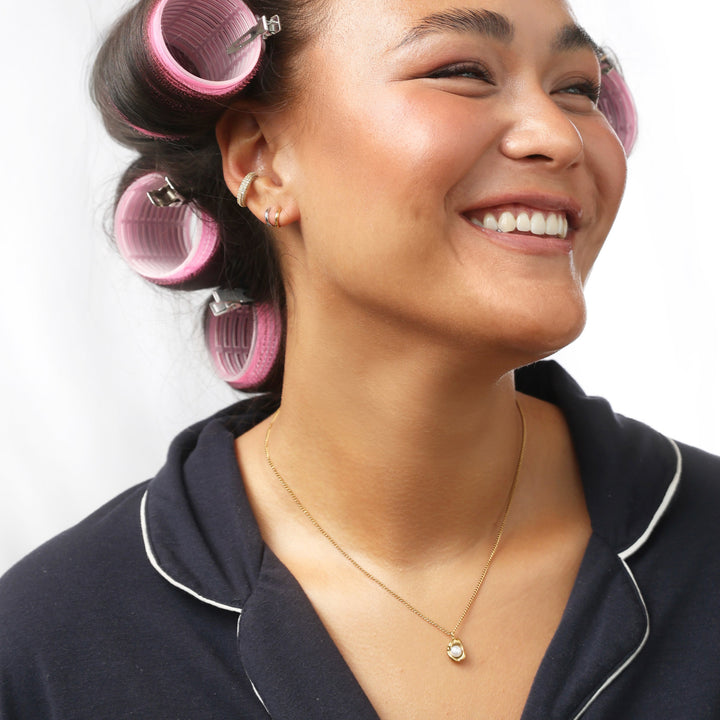 Kaja - Boucles d'oreilles créoles Huggie en acier inoxydable