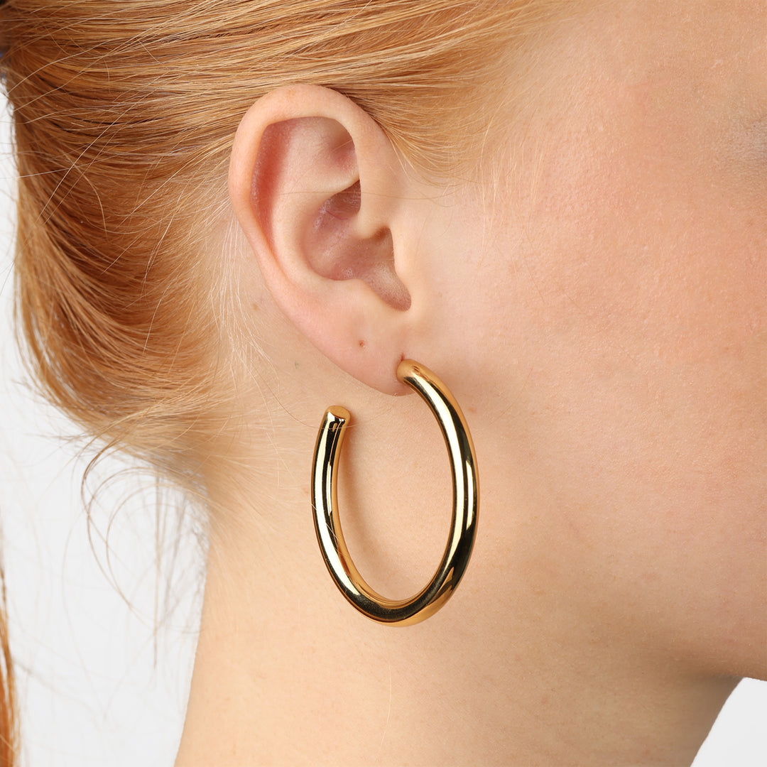 Stine - Boucles d'oreilles clous anneau en acier inoxydable